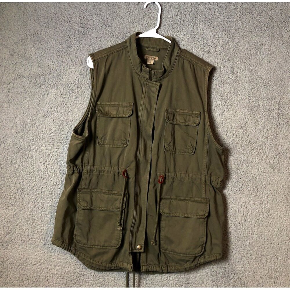LUCKY BRAND Olive Green Utility Vest Women's X-Large Drawstring Safari Military